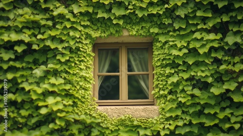 Charming Building with Ivy-Covered Walls and Window