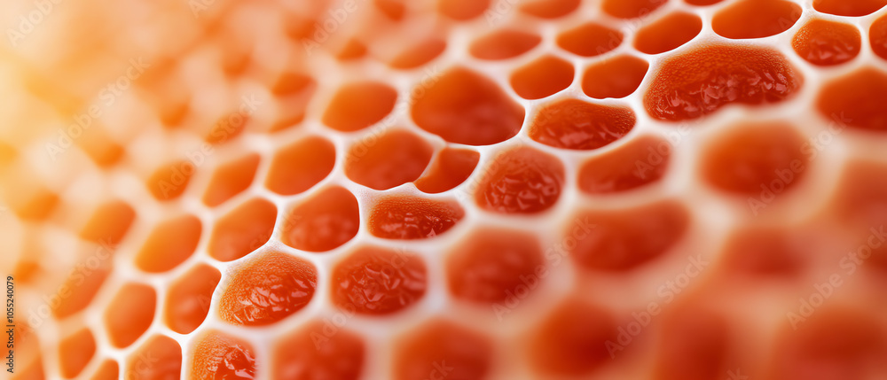 Close-up view of a vibrant honeycomb structure, showcasing unique patterns and textures, ideal for nature and design themes. Close-up view of a vibrant honeycomb structure, showcasing unique patterns and textures, ideal for nature and design themes.