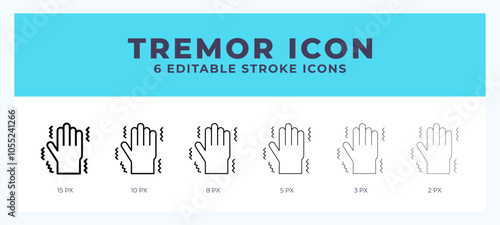 Tremor icon with different stroke. Editable stroke. Vector illustration.