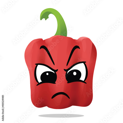 angry paprika mascot character illustration. cute, playful, tasty, and delicious concept. traditional asian herbs, indonesian culinary, plant, medicine, and spices themes photo