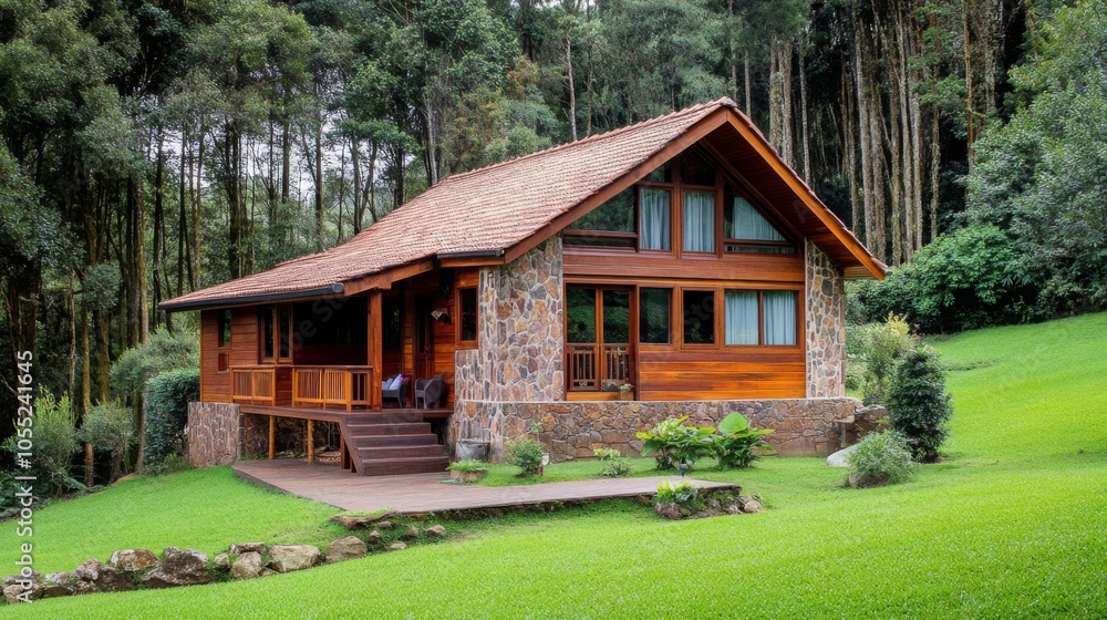 Fototapeta premium Cozy Countryside Cabin with Professional Staging