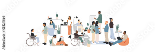 Office concept. Different people work together.