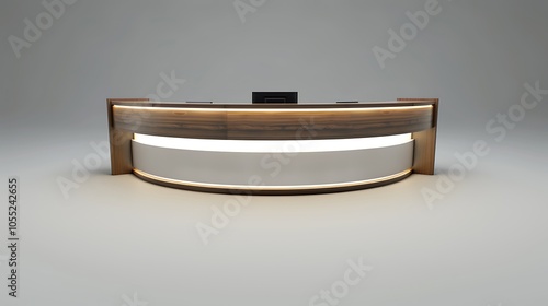 Modern Curved Reception Desk with Ambient Lighting for Office and Commercial Spaces photo