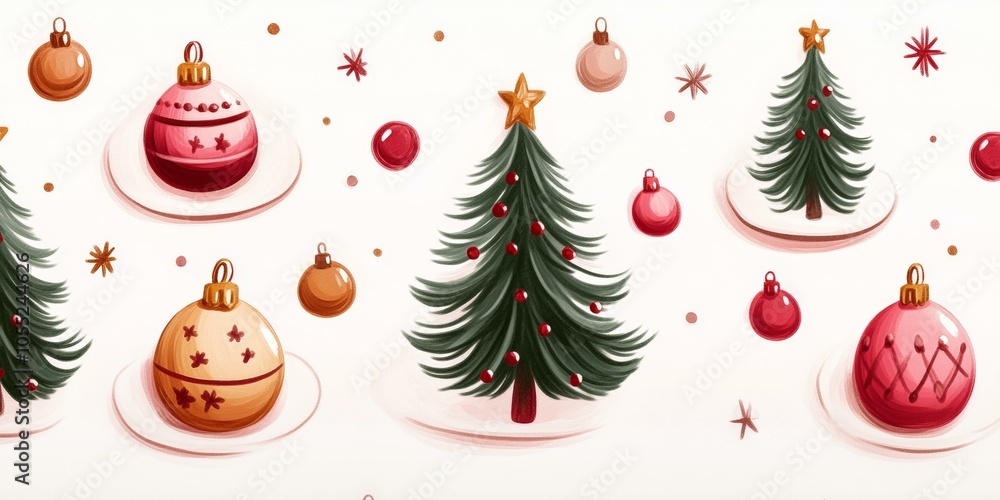 Fototapeta premium Decorated Christmas tree with colorful ornaments and twinkling lights in a cozy living room setting.