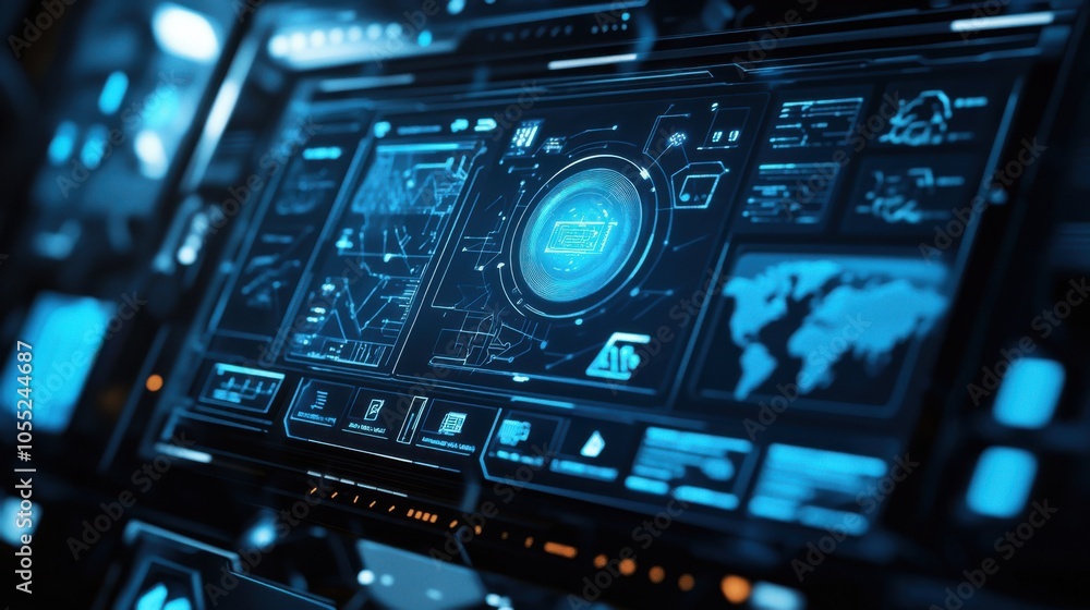 A touchscreen interface highlighting IT security protocols A touchscreen interface highlighting IT security protocols