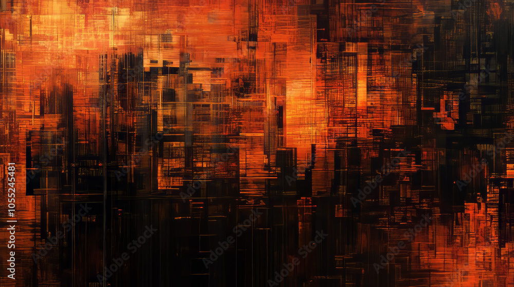 Abstract Geometric Orange and Black Digital Art Abstract Geometric Orange and Black Digital Art