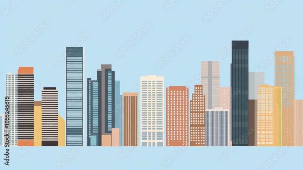 Modern City Skyline with Clean Lines and Inviting Atmosphere Modern City Skyline with Clean Lines and Inviting Atmosphere