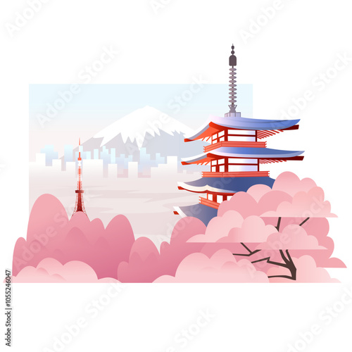 Landscape with the sights of Tokyo background