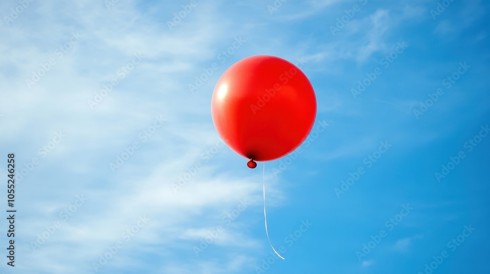 Obraz premium The vibrant red balloon hovers high above the carnival, drawing attention and promoting the event