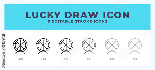 Lucky draw icon symbol. Outline. Lineal icon with editable stroke.