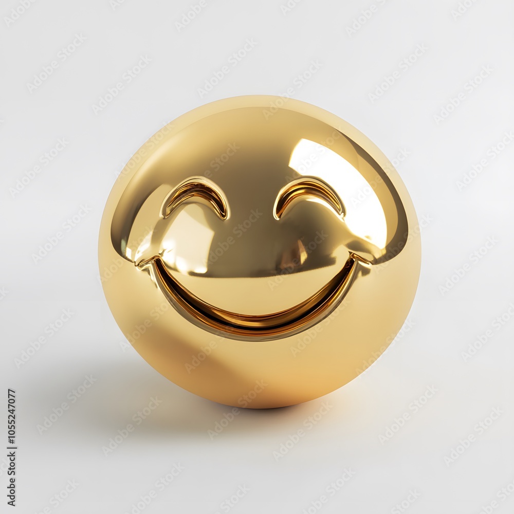 smile emoji gold 3d, white background smile emoji gold 3d, white background