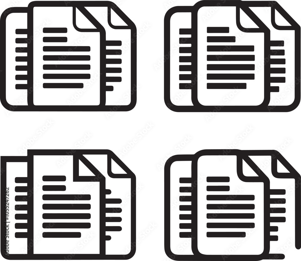 Black and White Document Icons Vector Illustration Black and White Document Icons Vector Illustration