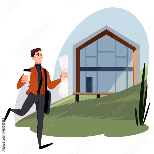 Architect-realtor rushes to the presentation of the project of the house