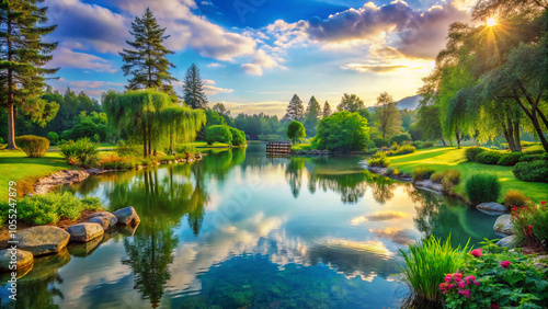 lake in the mountains. lake, water, landscape, nature, sky, river, reflection, forest, summer, tree, trees, pond, green, outdoors, park, cloud, mountain, tranquil, clouds, blue, mountains, scenery, tr