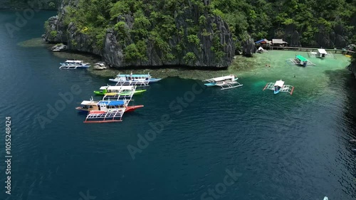 Second orbital drone shot in 4k resolution of the Philippines Palawan islands (Coron) photo