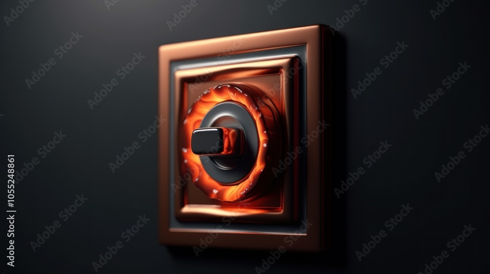 Copper and Black Switch with Glowing Light Copper and Black Switch with Glowing Light