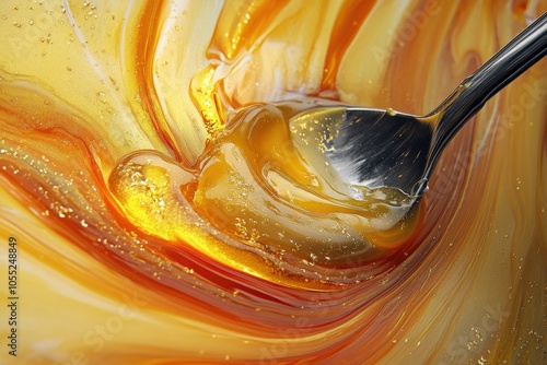 Viscosity Studies: Runny Syrup in Gold and Orange Tones photo