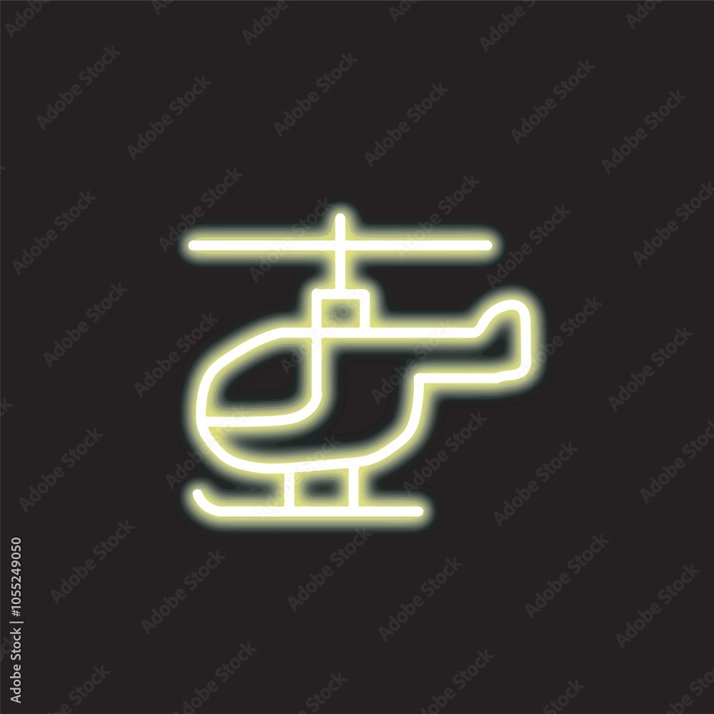 neon helicopter isolated on black background. helicopter icon with glowing neon lines. Vector illustration. neon helicopter isolated on black background. helicopter icon with glowing neon lines. Vector illustration.