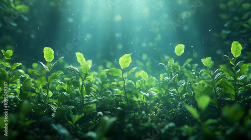 Green Leaves Abstract Background with Light