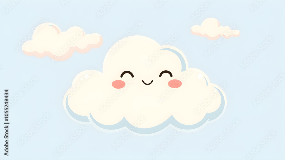 Cute smiling cloud illustration. Generative AI Cute smiling cloud illustration. Generative AI