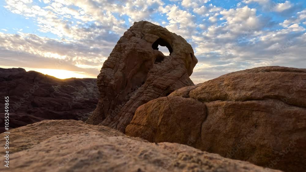 Time lapse sun sets over valley of fire