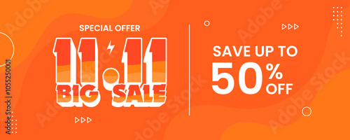 11 11 super sale promo banner with discount offer. 11 11 shopping festival super sale banner. Flash sale special offer banner for social media post or website banner. Flash sale campaign