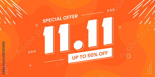 11 11 super sale promo banner with discount offer. 11 11 shopping festival super sale banner. Flash sale special offer banner for social media post or website banner. Flash sale campaign