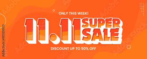 11 11 super sale promo banner with discount offer. 11 11 shopping festival super sale banner. Flash sale special offer banner for social media post or website banner. Flash sale campaign