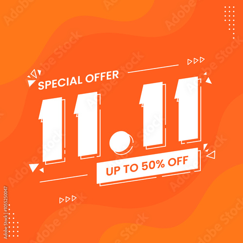 11 11 super sale promo banner with discount offer. 11 11 shopping festival super sale banner. Flash sale special offer banner for social media post or website banner. Flash sale campaign