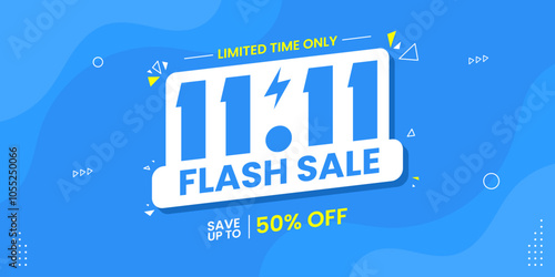 11 11 flash sale promo banner with discount offer. 11 11 shopping festival super sale banner. Flash sale special offer banner for social media post or website banner. Flash sale campaign