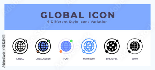 Global icon set pack vector illustration.