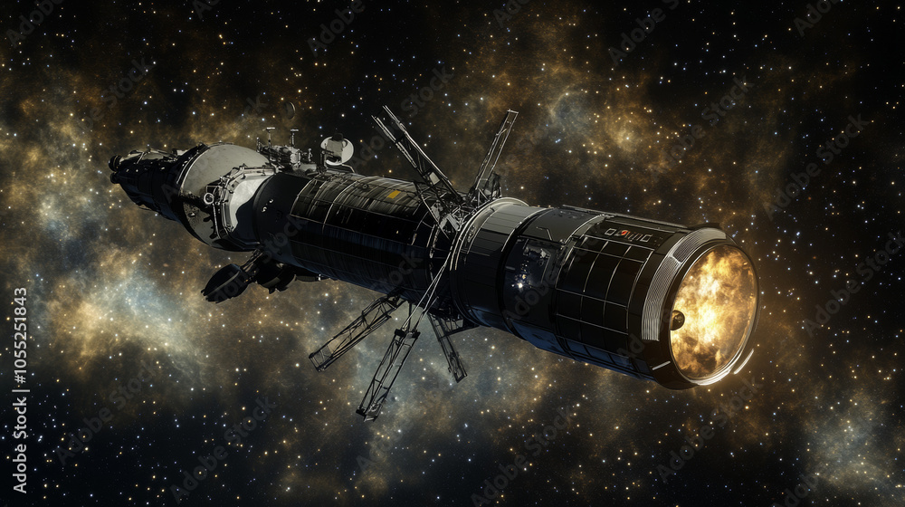 Futuristic Spaceship Traveling Through Galaxy Futuristic Spaceship Traveling Through Galaxy