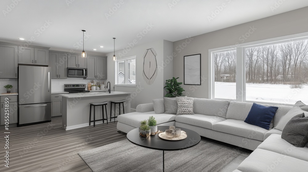 Fototapeta premium Stylish Home Interior with Clean Lines and Modern Design