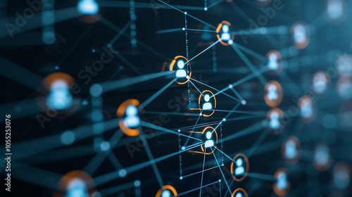 Digital Network of Interconnected People and Connections