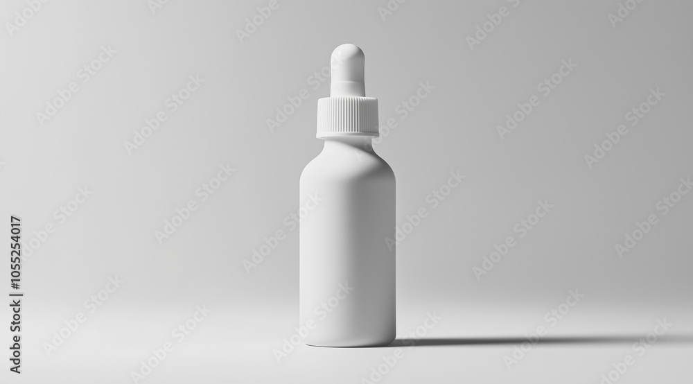 White bottle of nasal drops on a white background with space for text, created with Generative AI technology White bottle of nasal drops on a white background with space for text, created with Generative AI technology