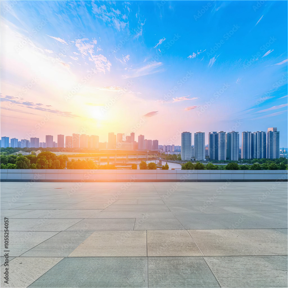 Obraz premium Big city at sunrise.