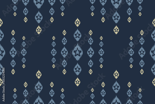 Ikat geometric stars folklore ornament. Oriental vector damask pattern. Ancient art of Arabesque. Tribal ethnic texture. Spanish motif on the carpet. Aztec style. Indian rug. Mexican embroidery.