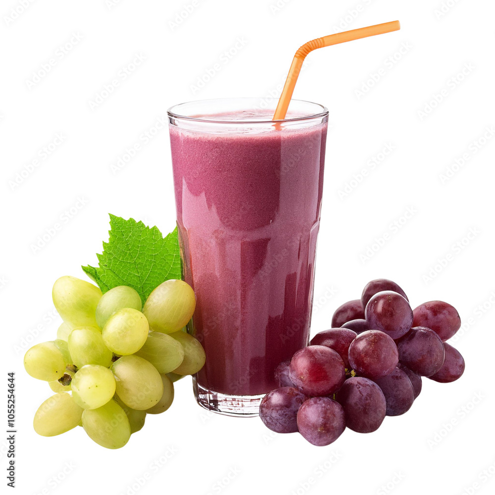 Refreshing grape smoothie, green and dark grapes, white background. transparent background Refreshing grape smoothie, green and dark grapes, white background. transparent background