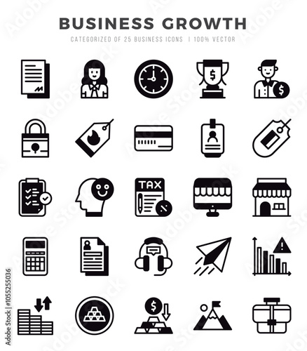 Set of Lineal Filled Business Growth Icons. Lineal Filled art icon. Vector illustration