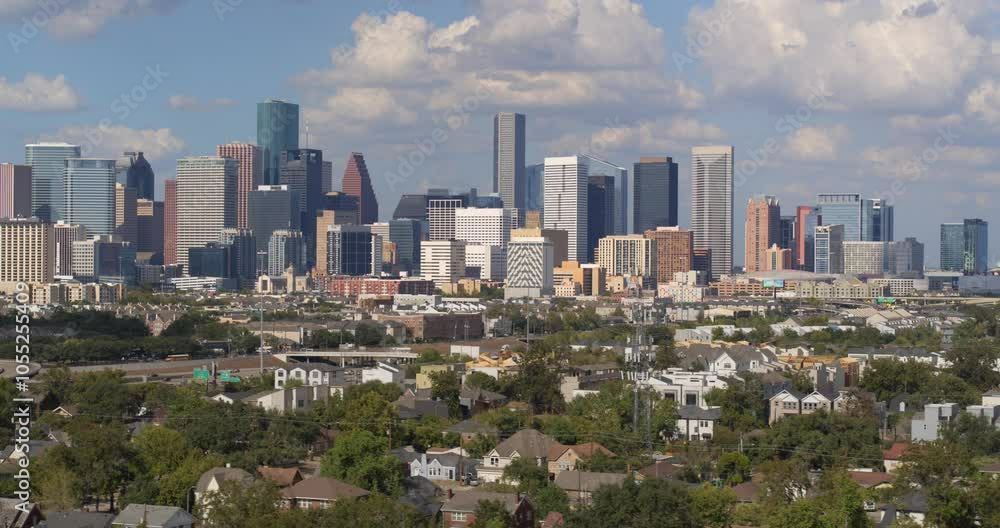Drone shot of downtown Houston and the Third Ward area Drone shot of downtown Houston and the Third Ward area