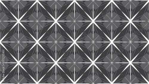 Vector grey monochrome abstract elegant star anise petal connecting triangles seamless repeat pattern. Perfect for fabric, scrapbooking and wallpaper projects. Surface pattern design.