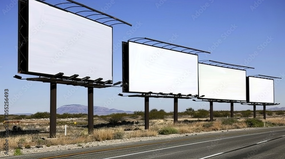 Obraz premium arge blank billboard on road with city view background
