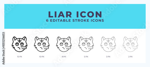 Liar cat line icon symbol. Logo. Icon vector illustration with editable stroke.