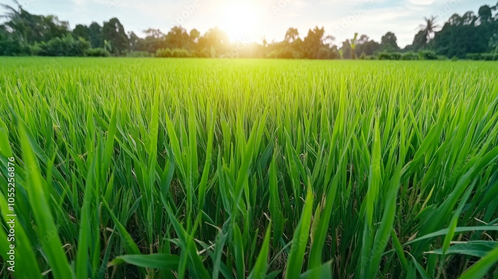 Lush Green Grass Field with Sunset Background Nature Scenery Meadow Landscape Agriculture Lush Green Grass Field with Sunset Background Nature Scenery Meadow Landscape Agriculture