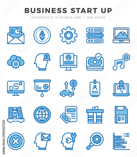 Set of Business Start Up icons in Two Color style. Two Color Icons symbol collection.