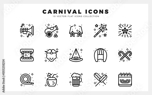 15 Carnival Lineal icon pack. vector illustration.