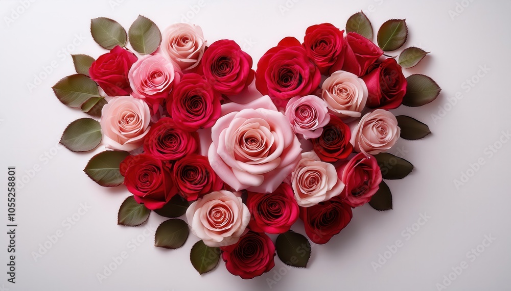 Elegant Heart Shaped Rose Arrangement with Soft Pink and Deep Red Roses Surrounded by Green Leaves, Perfect for Valentine's Day, Weddings, Anniversaries, and Romantic Decor Celebrations Elegant Heart Shaped Rose Arrangement with Soft Pink and Deep Red Roses Surrounded by Green Leaves, Perfect for Valentine's Day, Weddings, Anniversaries, and Romantic Decor Celebrations