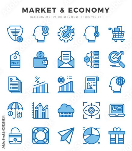 Set of Market & Economy icons. Vector Illustration.