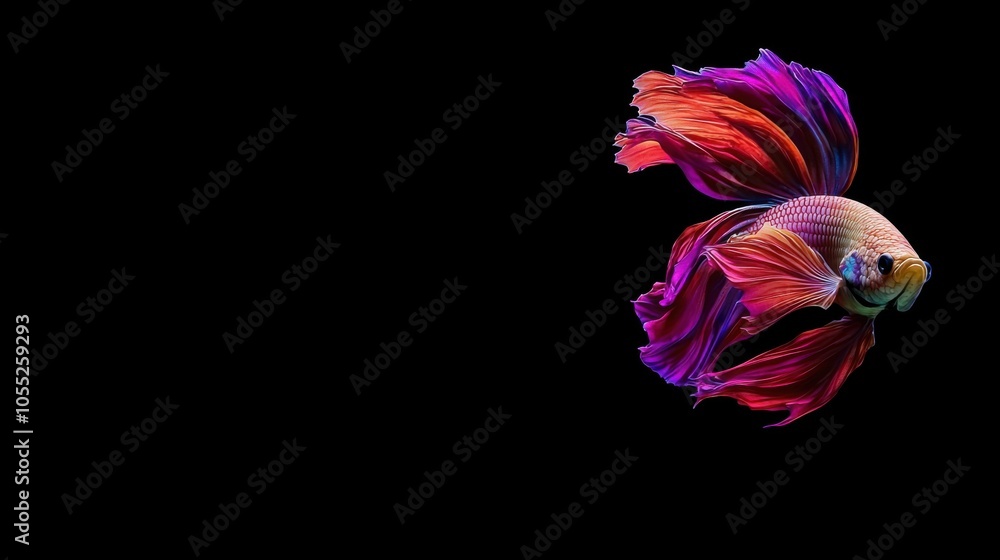 Vibrant Betta Splendens on Solid Color Background Vibrant Betta Splendens on Solid Color Background