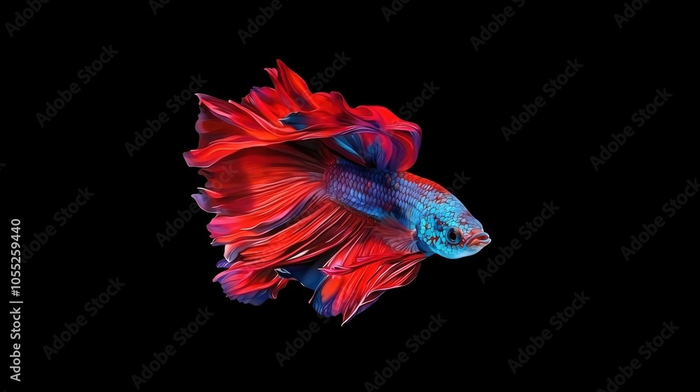 Vibrant Betta Splendens on Solid Color Background Vibrant Betta Splendens on Solid Color Background